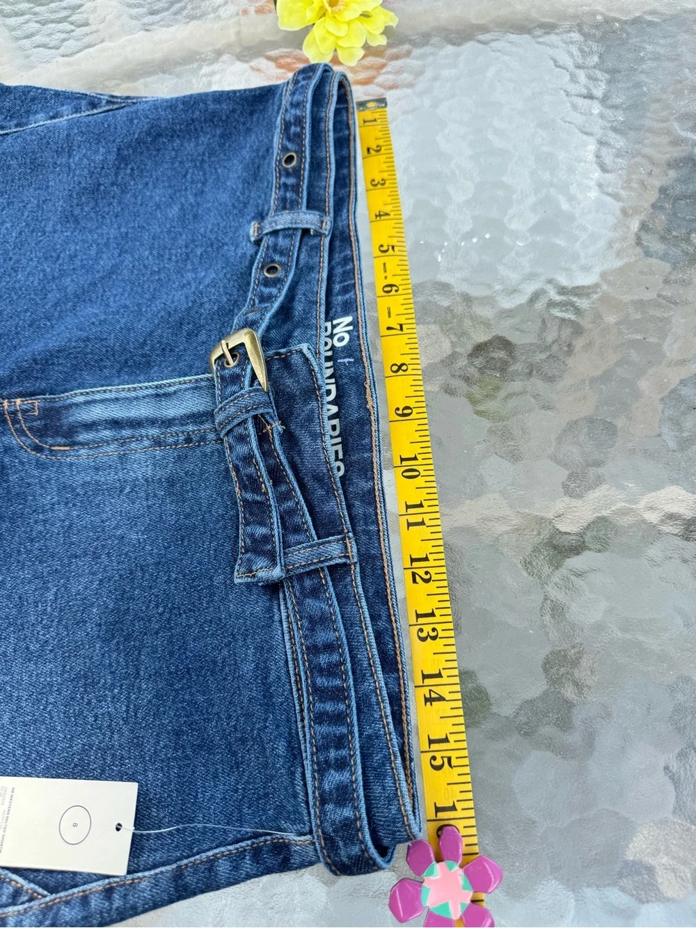 🔥 NWT No Boundaries Western Belted Denim Shortie Shorts 8
